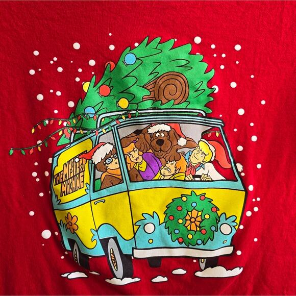 Scooby Doo Red Christmas Van Holiday Graphic Tee Size Medium - Picture 3 of 9
